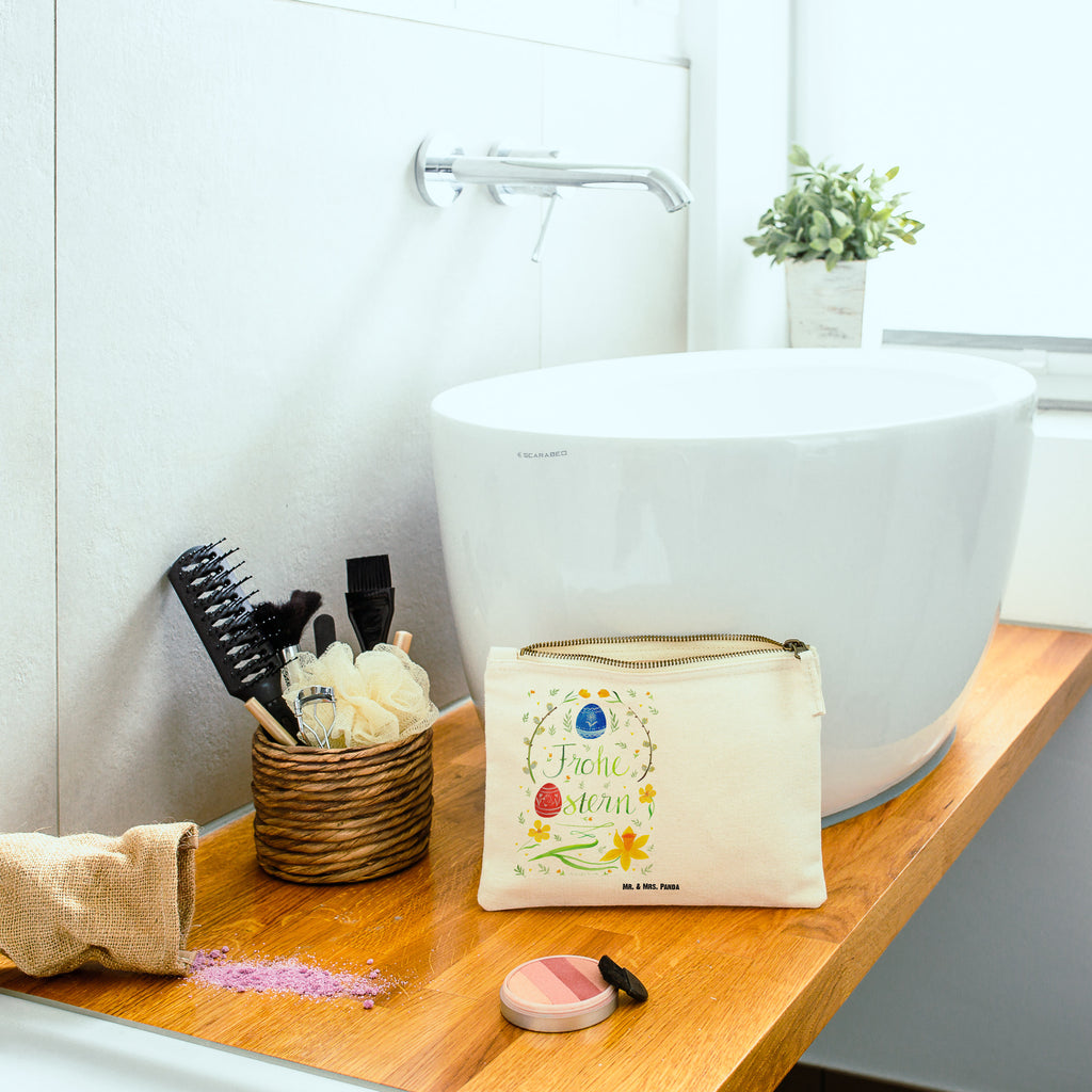 Schminktasche Frohe Ostern Schminktasche, Kosmetiktasche, Kosmetikbeutel, Stiftemäppchen, Etui, Federmappe, Makeup, XXL, Schminketui, Kosmetiketui, Schlamperetui, Ostern, Osterhase, Ostergeschenke, Osternest, Osterdeko, Geschenk zu Ostern, Frohe Ostern, Ostergrüße, Osterblume, Osterei, bemalte Ostereier, Weidenkätzchen. Lettering