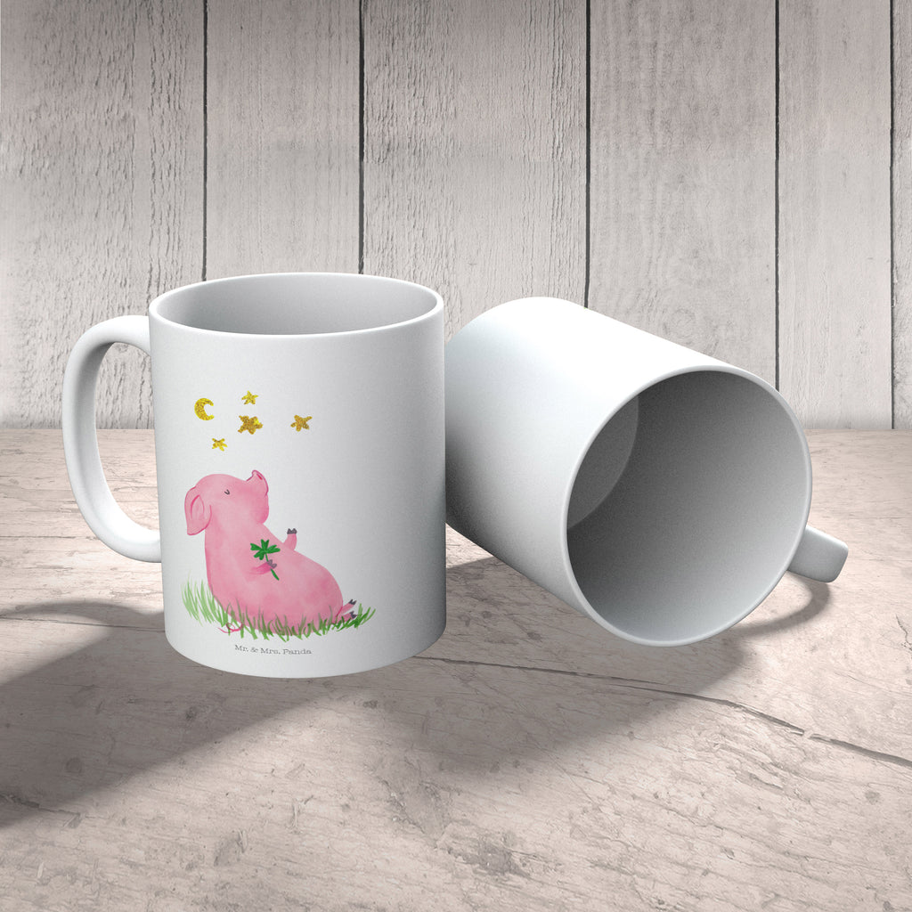 Tasse Glücksschwein Glücksschwein. Glück, Schwein, Schweinchen, Sterne, Sernchen, Ziele, Träume, Motivation, Glücksbringer Becher, Kaffeetasse, Kaffeebecher, Tee, Frühstück, Büro  süße Tiermotive, gute Laune, lustige Sprüche, Tiere