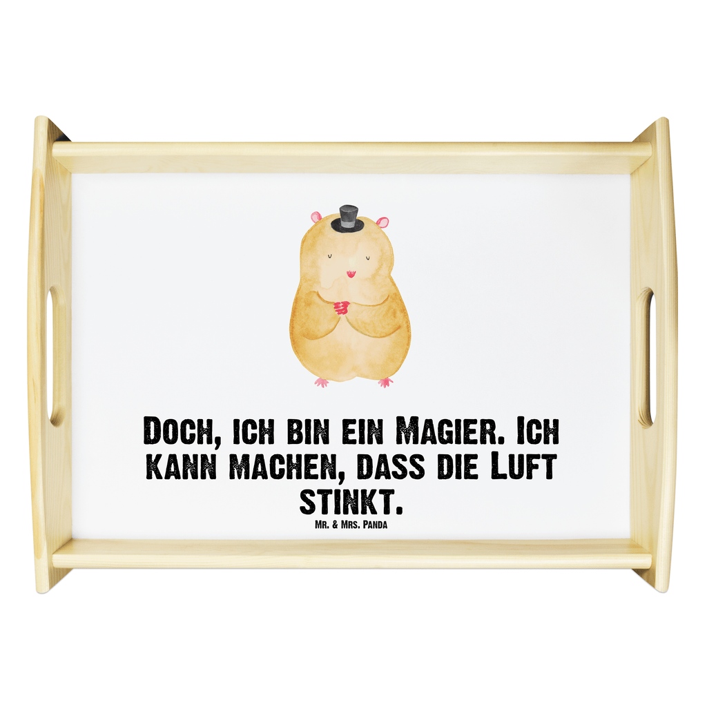 Serviertablett Hamster mit Hut Tablett, Holztablett, Küchentablett, Dekotablett, Frühstückstablett, Tiermotive, Gute Laune, lustige Sprüche, Tiere, Hamster, Hut, Magier, Zylinder, Zwerghamster, Zauberer, Houdini