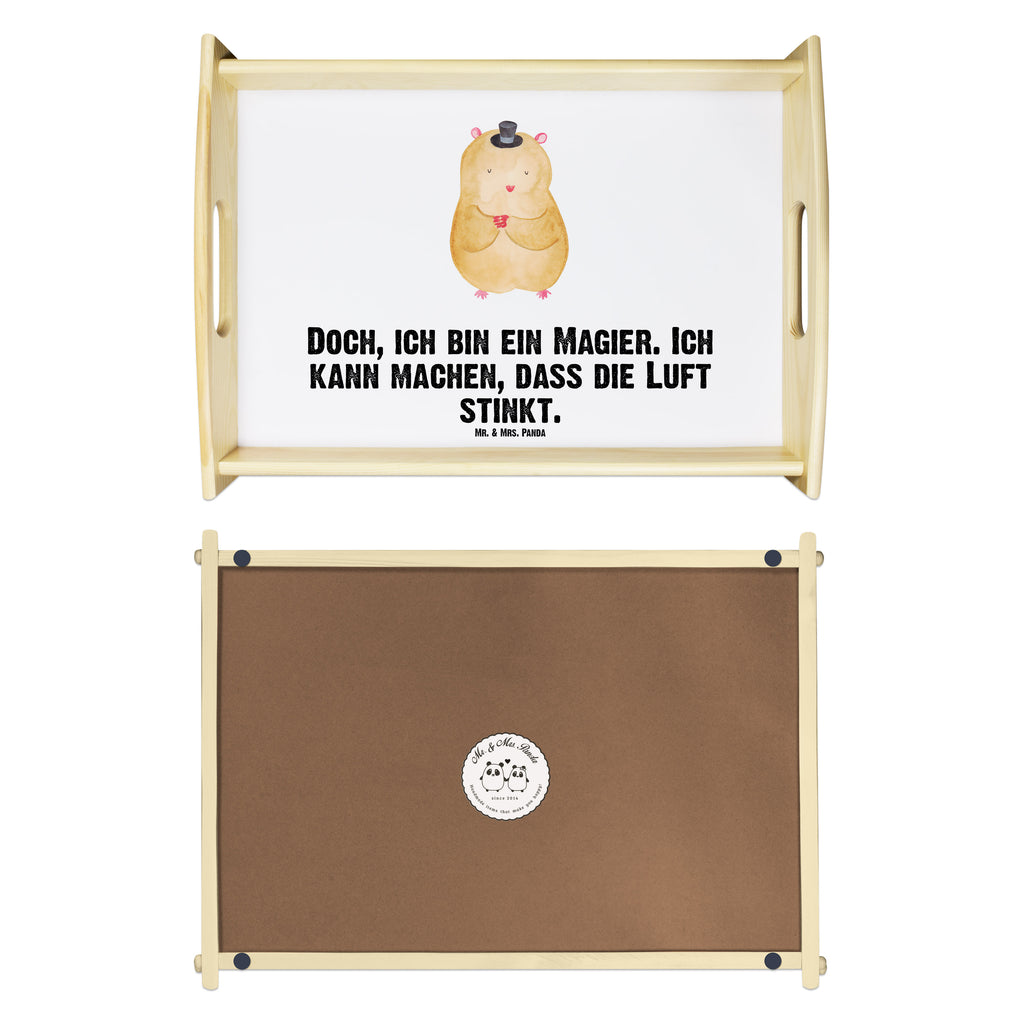 Serviertablett Hamster mit Hut Tablett, Holztablett, Küchentablett, Dekotablett, Frühstückstablett, Tiermotive, Gute Laune, lustige Sprüche, Tiere, Hamster, Hut, Magier, Zylinder, Zwerghamster, Zauberer, Houdini