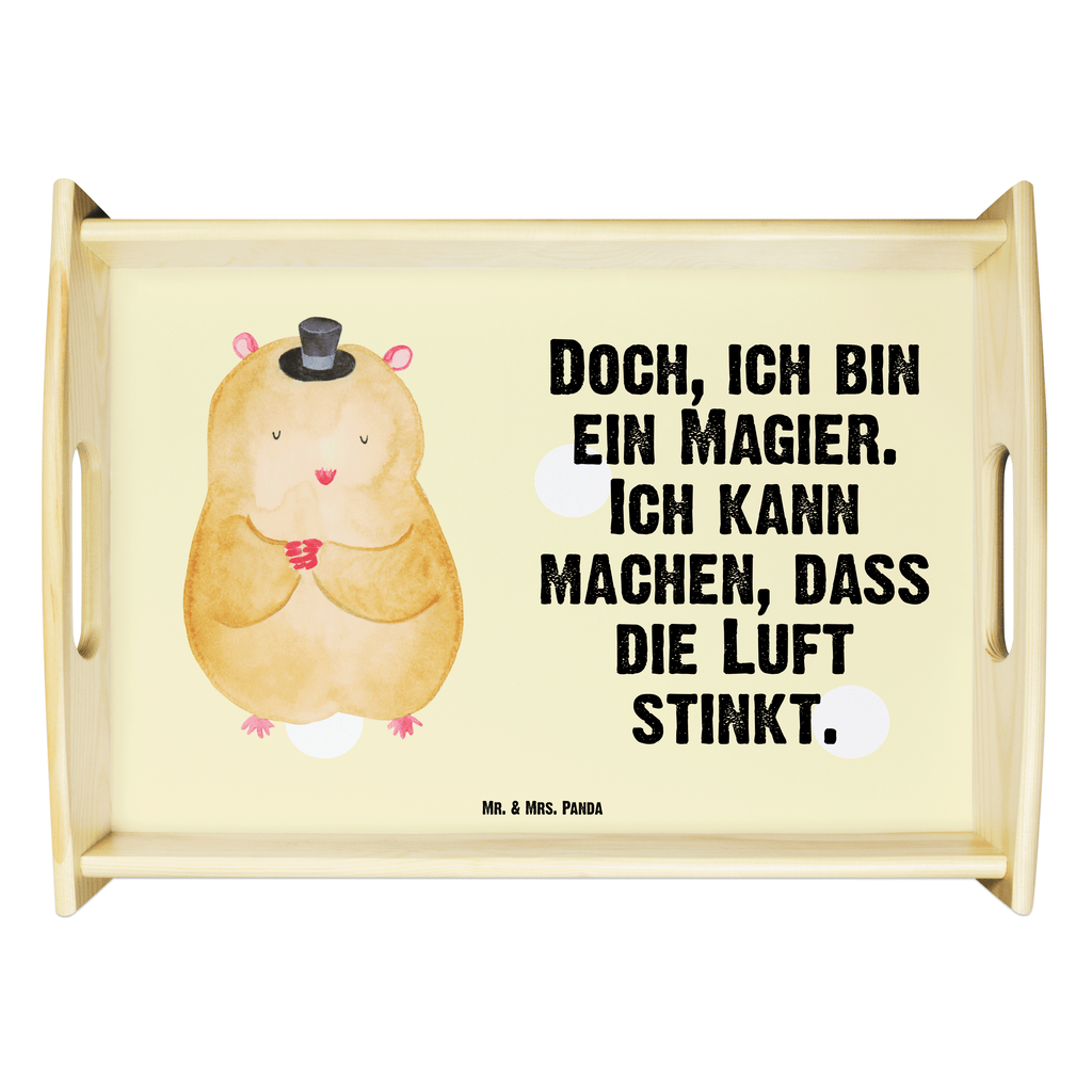 Serviertablett Hamster mit Hut Tablett, Holztablett, Küchentablett, Dekotablett, Frühstückstablett, Tiermotive, Gute Laune, lustige Sprüche, Tiere, Hamster, Hut, Magier, Zylinder, Zwerghamster, Zauberer, Houdini