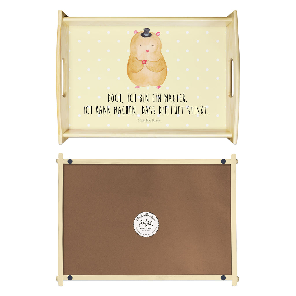 Serviertablett Hamster mit Hut Tablett, Holztablett, Küchentablett, Dekotablett, Frühstückstablett, Tiermotive, Gute Laune, lustige Sprüche, Tiere, Hamster, Hut, Magier, Zylinder, Zwerghamster, Zauberer, Houdini