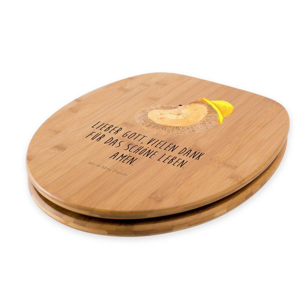 Motiv WC Sitz Igel betet Klobrille, Klodeckel, Toilettendeckel, WC-Sitz, Toilette, Tiermotive, Gute Laune, lustige Sprüche, Tiere, Igel, Igel mit Hut, Sonnenhut, Gott, Amen, beten, Leben, Dankbarkeit, Dankbar sein, dankbar, genießen