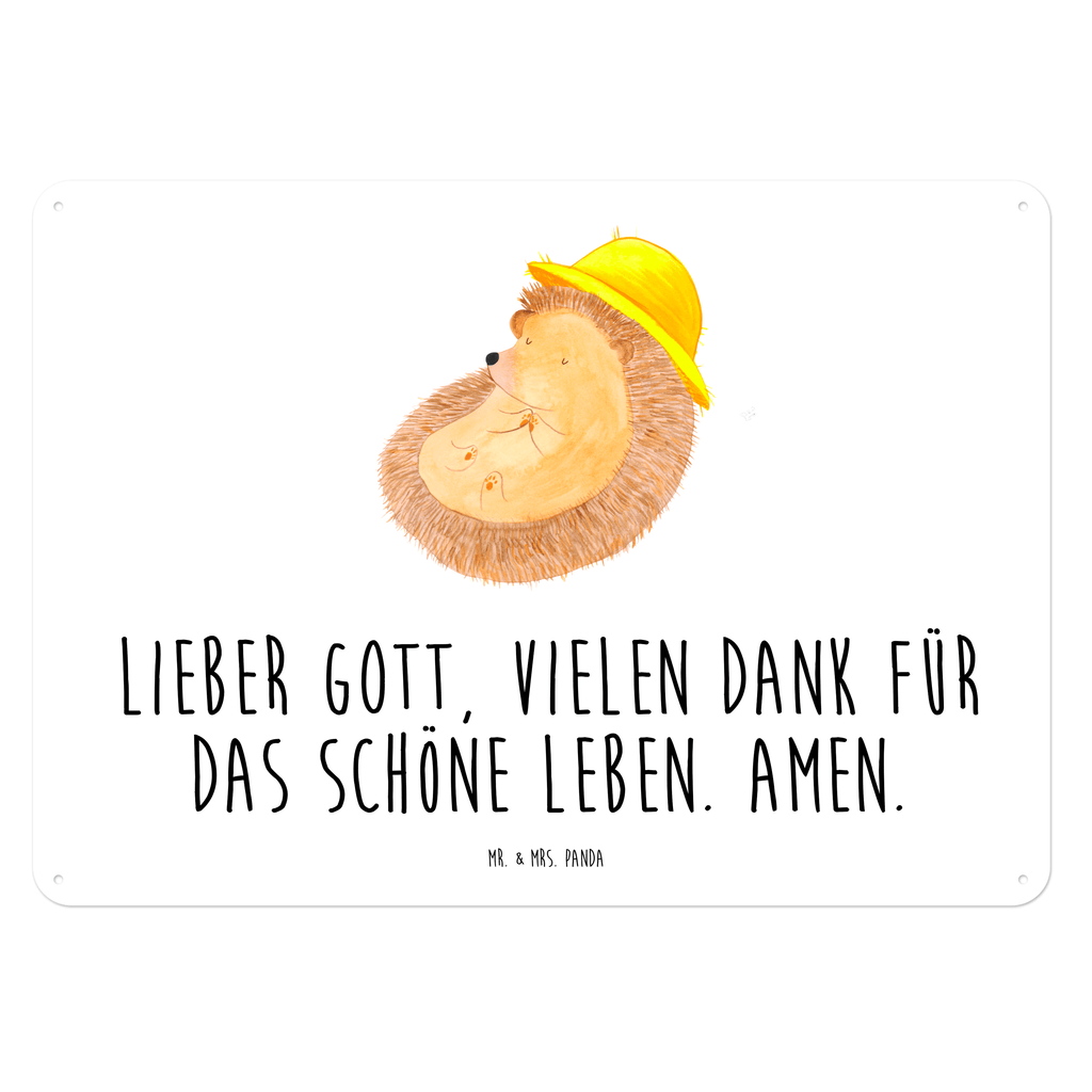 Blechschild Igel betet Blechschild, Metallschild, Geschenk Schild, Schild, Magnet-Metall-Schild, Deko Schild, Wandschild, Wand-Dekoration, Türschild, Tiermotive, Gute Laune, lustige Sprüche, Tiere, Igel, Igel mit Hut, Sonnenhut, Gott, Amen, beten, Leben, Dankbarkeit, Dankbar sein, dankbar, genießen