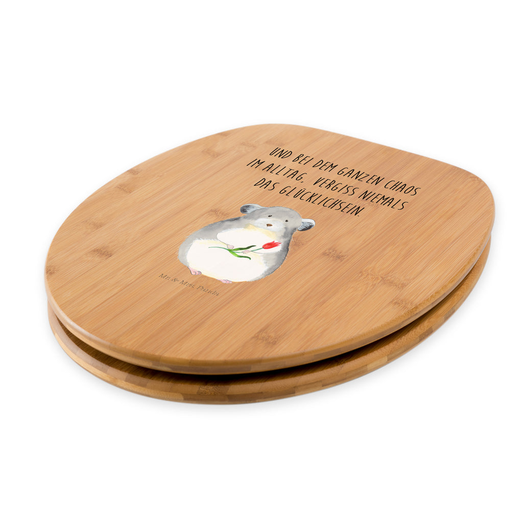 Motiv WC Sitz Chinchilla mit Blume Klobrille, Klodeckel, Toilettendeckel, WC-Sitz, Toilette, Tiermotive, Gute Laune, lustige Sprüche, Tiere, Chinchilla, Chinchillas, Liebeskummer, Kummer, Depressionen, traurig sein, Chaos, Glücklichsein, Büro, Büroalltag