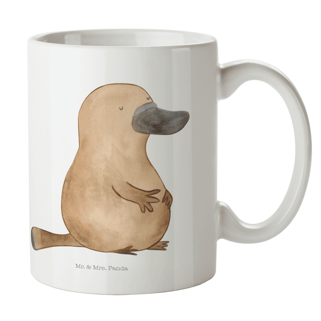 Tasse Schnabeltier mutig Schnabeltier, Mut, mutig, Lebensweisheit, Schnabeltiere, Motivation, Training, Büro, Arbeit, Neuanfang, Neustart, Weltreise, Raodtrip	 Becher, Kaffeetasse, Kaffeebecher, Tee, Frühstück, Büro  Meerestiere, Meer, Urlaub