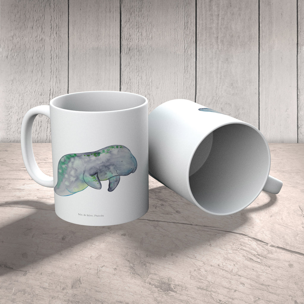Tasse Seekuh chillt Seekuh, Seekühe, Diät, Abnehmen, Zucker, Diätwahn, Essen, Süßigkeiten Becher, Kaffeetasse, Kaffeebecher, Tee, Frühstück, Büro  Meerestiere, Meer, Urlaub