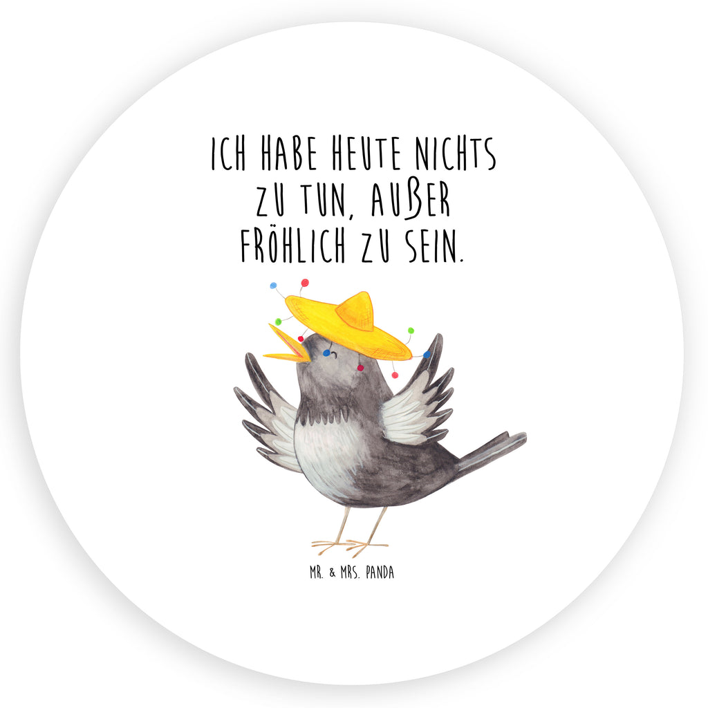 40mm Rund Aufkleber Rabe mit Sombrero Sticker, Aufkleber, Etikett, Tiermotive, Gute Laune, lustige Sprüche, Tiere, Rabe, Vogel, Vögel, Spruch positiv, fröhlich sein, glücklich sein, Glück Spruch, froh, Elster, Motivation