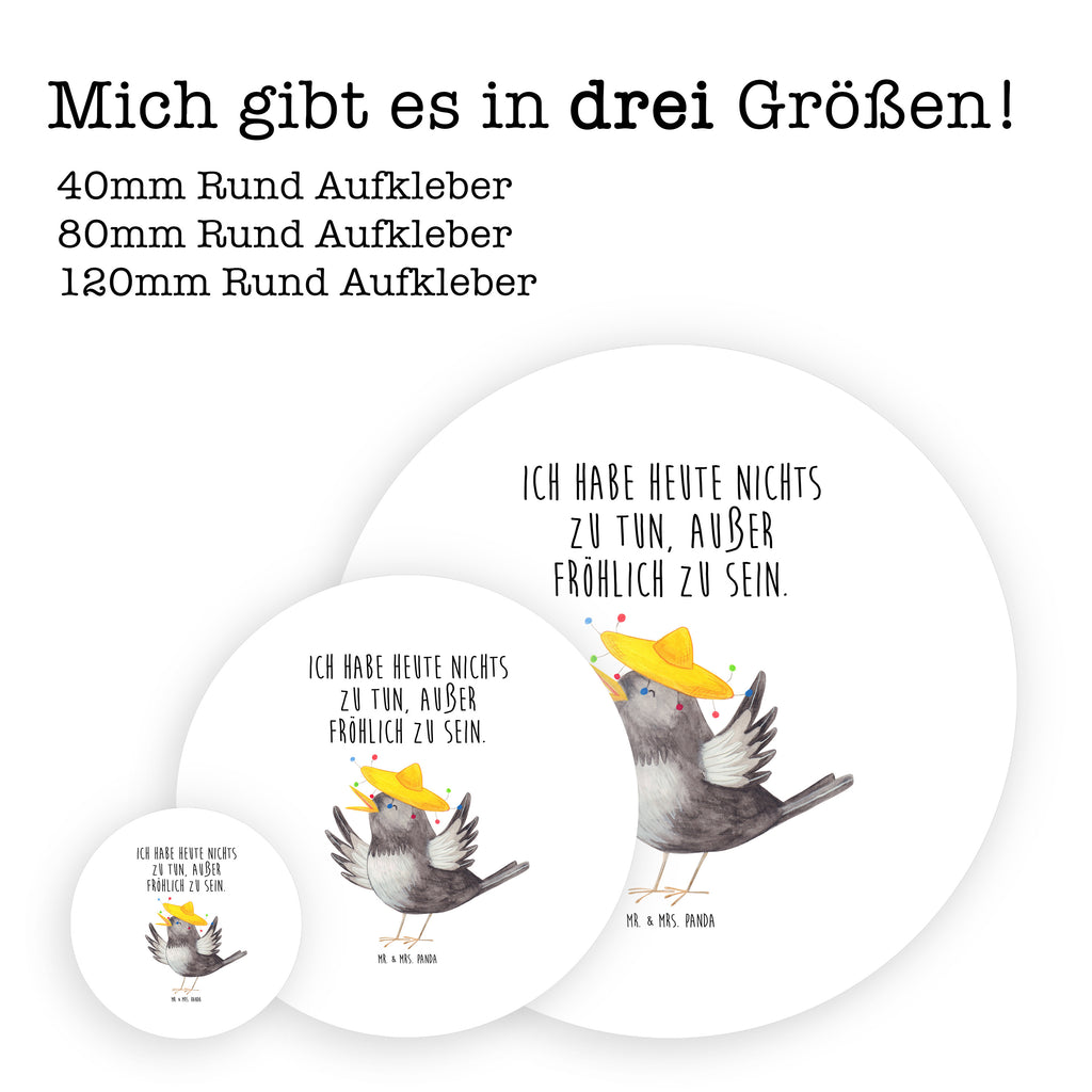 40mm Rund Aufkleber Rabe mit Sombrero Sticker, Aufkleber, Etikett, Tiermotive, Gute Laune, lustige Sprüche, Tiere, Rabe, Vogel, Vögel, Spruch positiv, fröhlich sein, glücklich sein, Glück Spruch, froh, Elster, Motivation