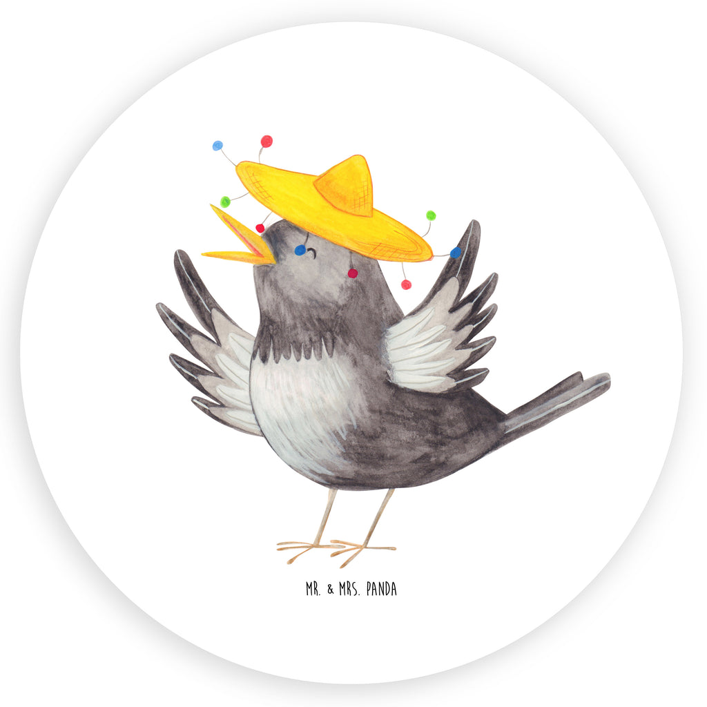 40mm Rund Aufkleber Rabe mit Sombrero Sticker, Aufkleber, Etikett, Tiermotive, Gute Laune, lustige Sprüche, Tiere, Rabe, Vogel, Vögel, Spruch positiv, fröhlich sein, glücklich sein, Glück Spruch, froh, Elster, Motivation