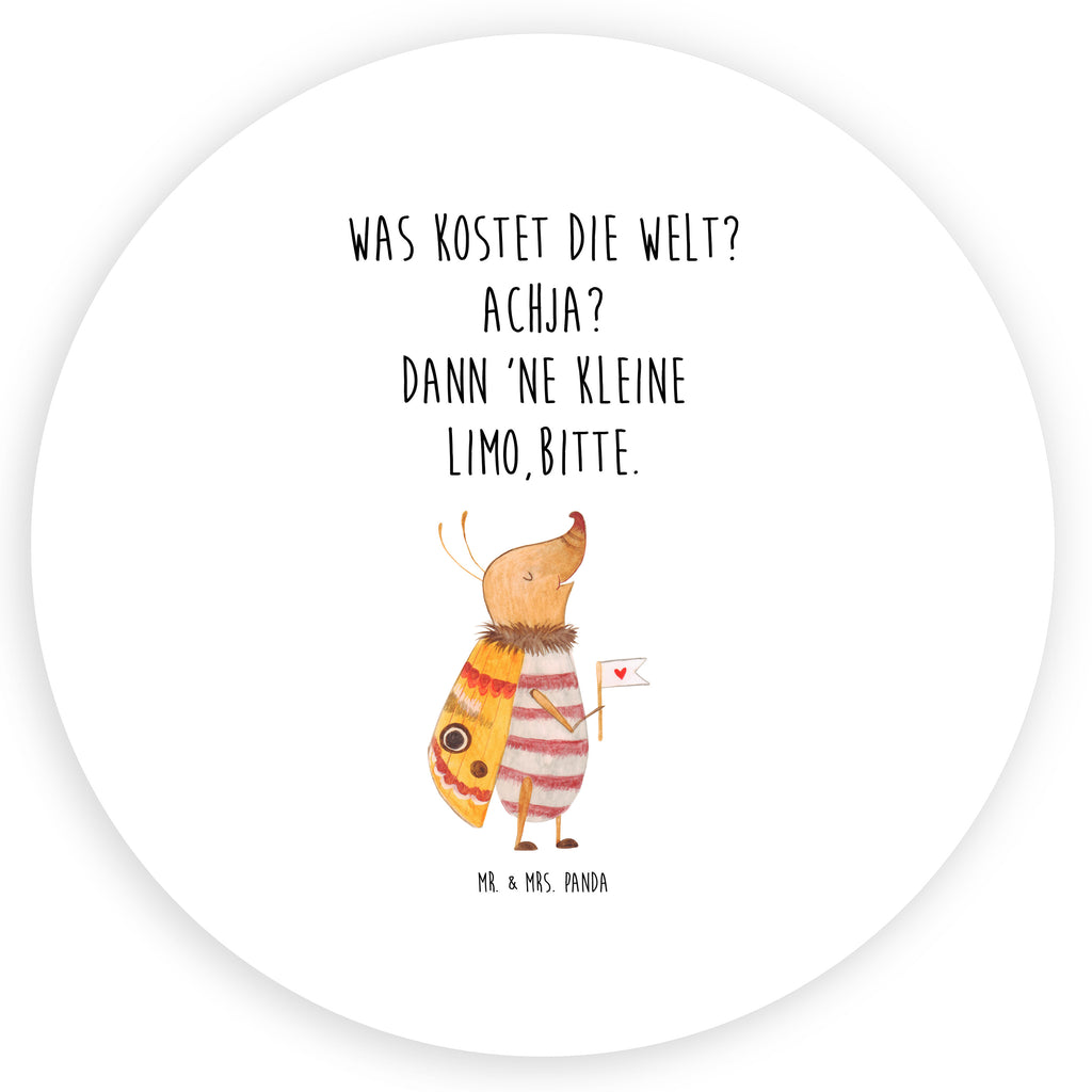 40mm Rund Aufkleber Nachtfalter mit Fähnchen Sticker, Aufkleber, Etikett, Tiermotive, Gute Laune, lustige Sprüche, Tiere, Nachtfalter, Käfer, Spruch lustig, Spruch witzig, süß, niedlich, Küche Deko, Was kostet die Welt