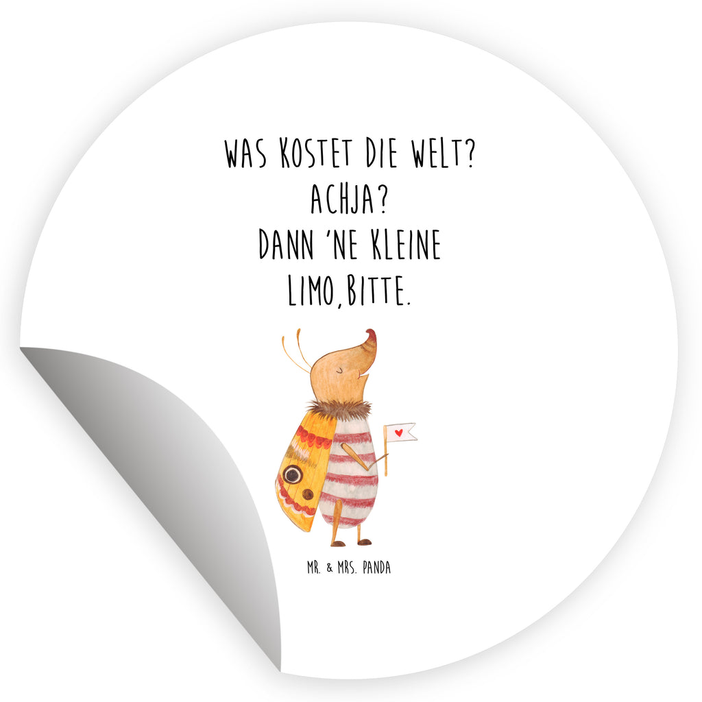 40mm Rund Aufkleber Nachtfalter mit Fähnchen Sticker, Aufkleber, Etikett, Tiermotive, Gute Laune, lustige Sprüche, Tiere, Nachtfalter, Käfer, Spruch lustig, Spruch witzig, süß, niedlich, Küche Deko, Was kostet die Welt