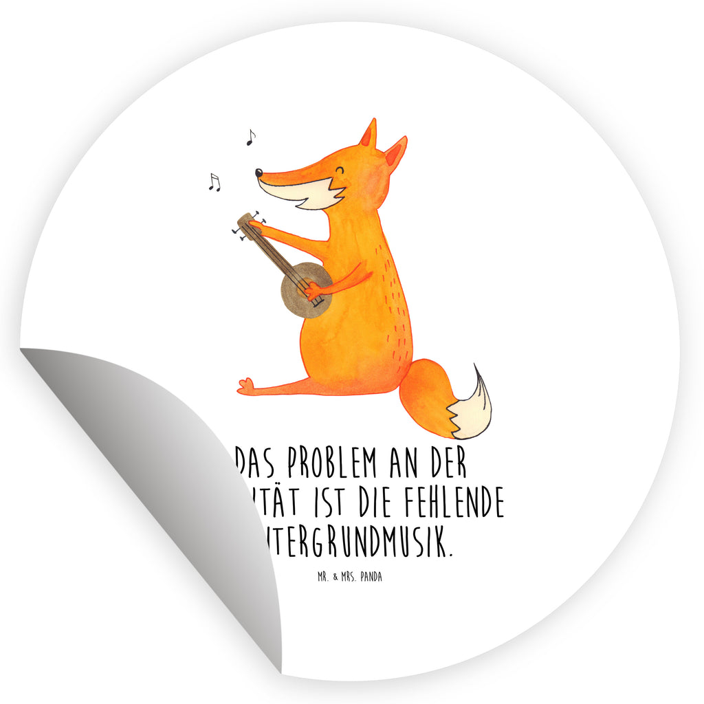 40mm Rund Aufkleber Fuchs Gitarre Sticker, Aufkleber, Etikett, Fuchs, Füchse, Geschenk Musiker, Musik Spruch, Musikerin, Sänger, Sängerin, Gitarre
