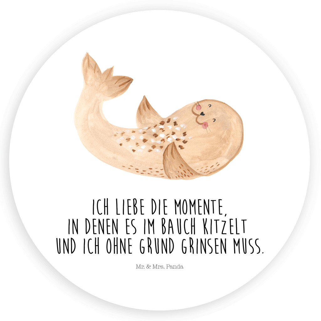 40mm Rund Aufkleber Robbe liegend Sticker, Aufkleber, Etikett, süße Tiermotive, gute Laune, lustige Sprüche, Tiere, Robbe, Robben, Seehund, Strand, Meerestier, Ostsee, Nordsee, Lachen, Freude