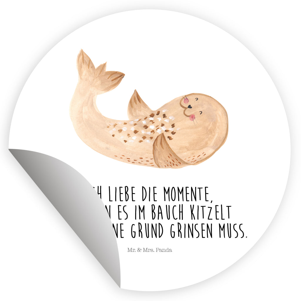 40mm Rund Aufkleber Robbe liegend Sticker, Aufkleber, Etikett, süße Tiermotive, gute Laune, lustige Sprüche, Tiere, Robbe, Robben, Seehund, Strand, Meerestier, Ostsee, Nordsee, Lachen, Freude