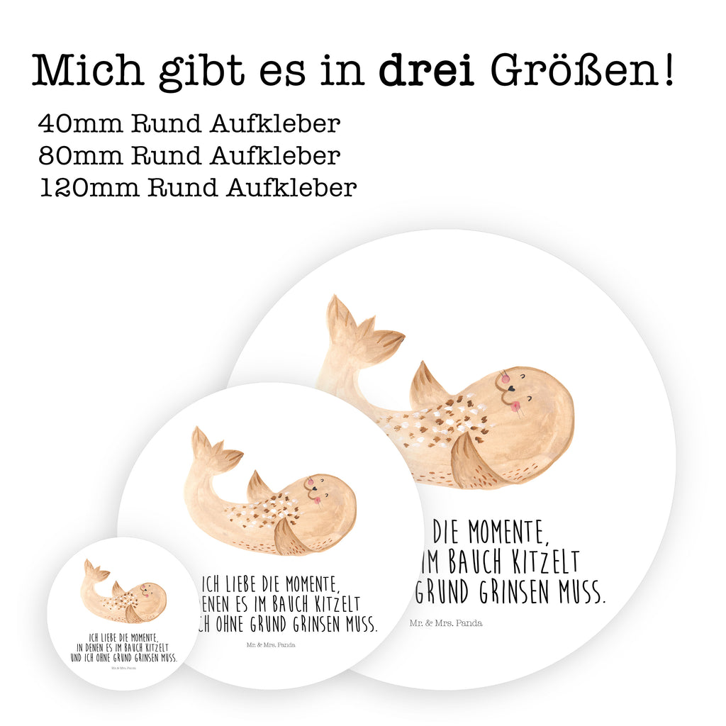 40mm Rund Aufkleber Robbe liegend Sticker, Aufkleber, Etikett, süße Tiermotive, gute Laune, lustige Sprüche, Tiere, Robbe, Robben, Seehund, Strand, Meerestier, Ostsee, Nordsee, Lachen, Freude