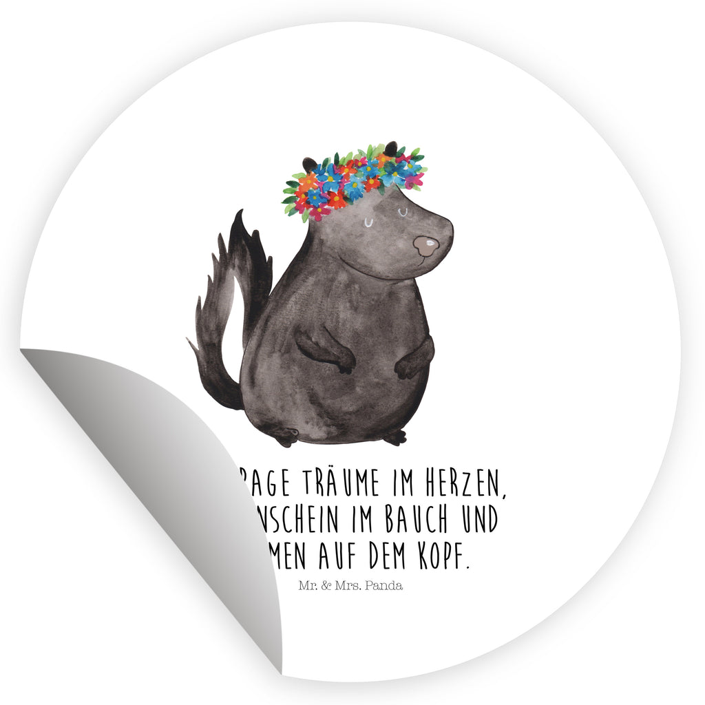 40mm Rund Aufkleber Stinktier Blumenmaedchen