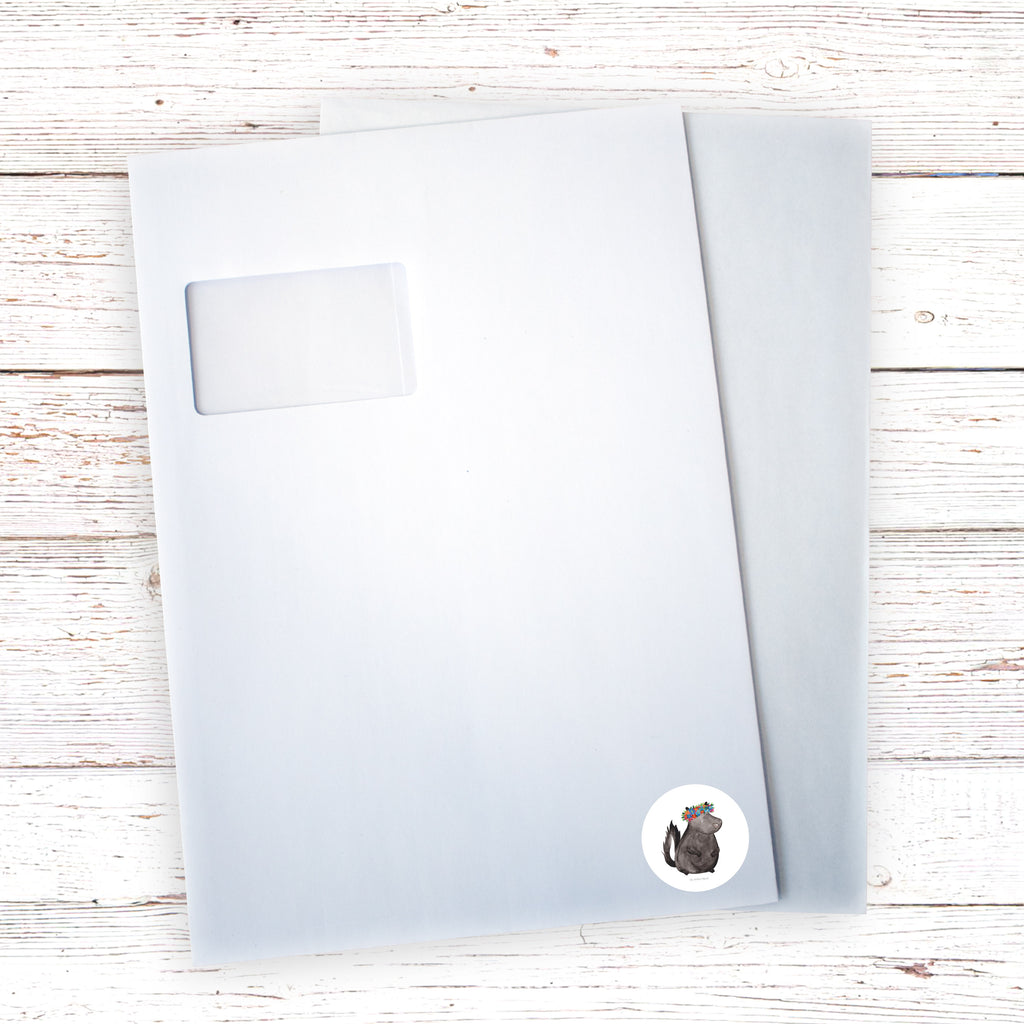 40mm Rund Aufkleber Stinktier Blumenmaedchen