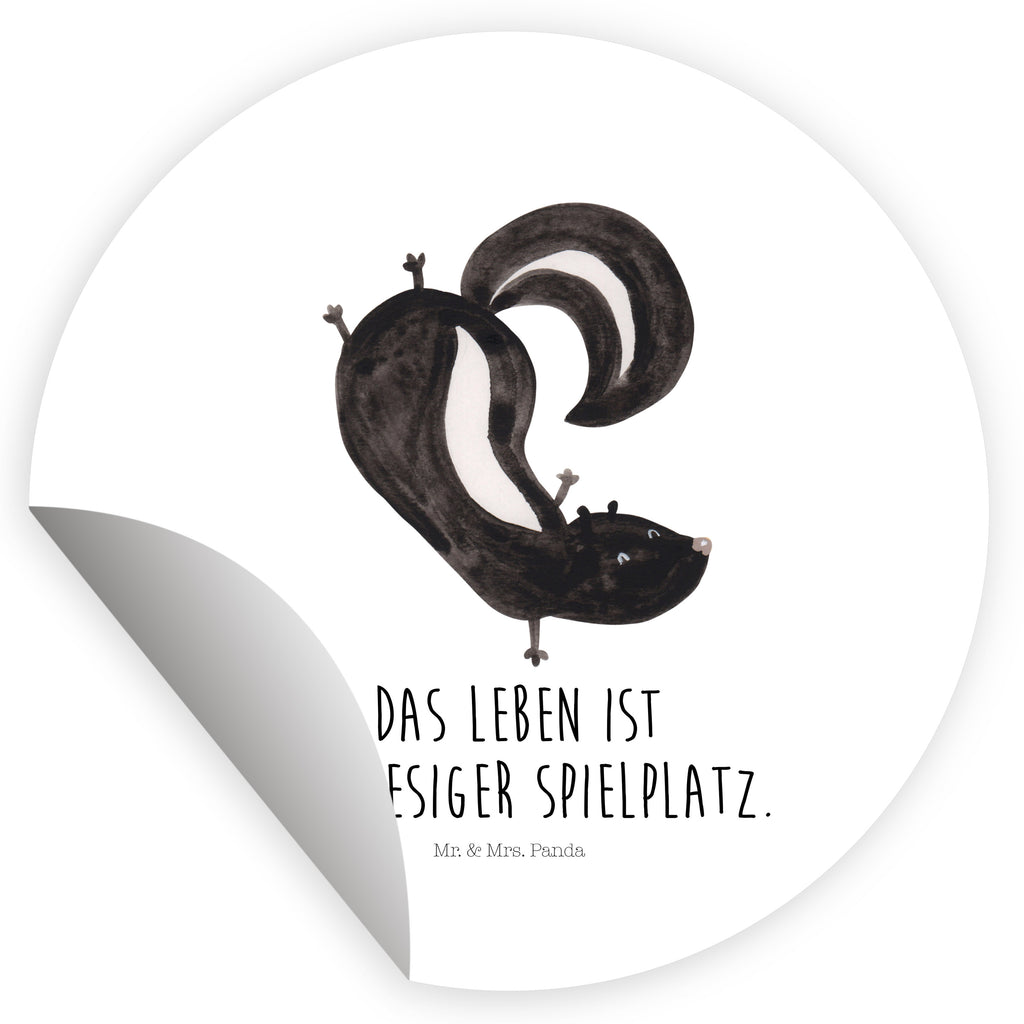 40mm Rund Aufkleber Stinktier Handstand Sticker, Aufkleber, Etikett, Stinktier, Skunk, Wildtier, Raubtier, Stinker, Stinki, Spielplatz, verpielt, Kind