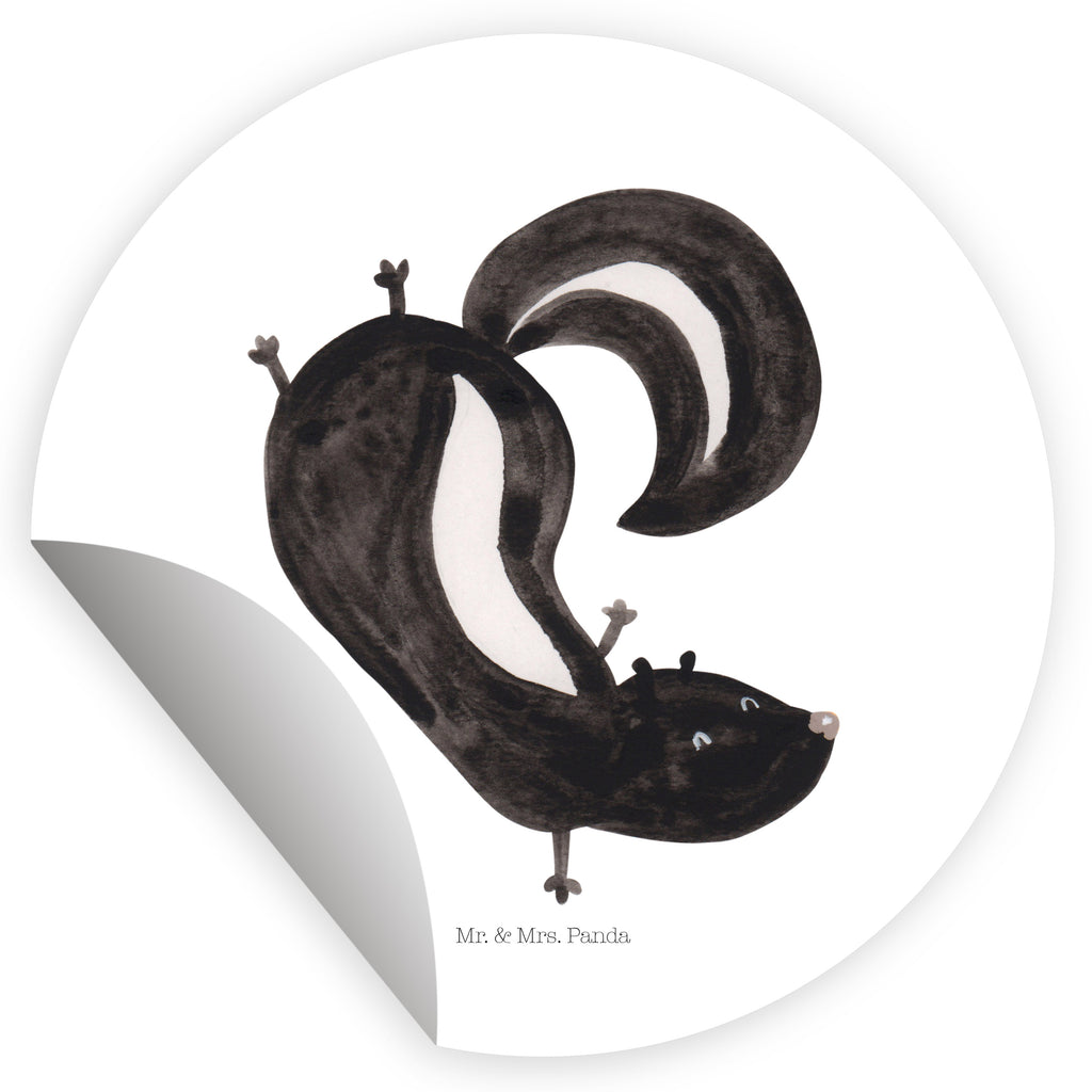 40mm Rund Aufkleber Stinktier Handstand Sticker, Aufkleber, Etikett, Stinktier, Skunk, Wildtier, Raubtier, Stinker, Stinki, Spielplatz, verpielt, Kind