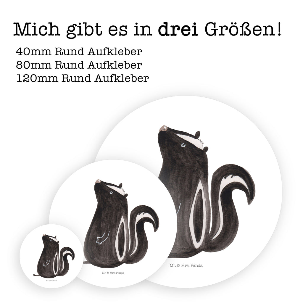 40mm Rund Aufkleber Stinktier sitzend Sticker, Aufkleber, Etikett, Stinktier, Skunk, Wildtier, Raubtier, Stinker, Stinki, Spruch, Büro, Recht, Besserwisser