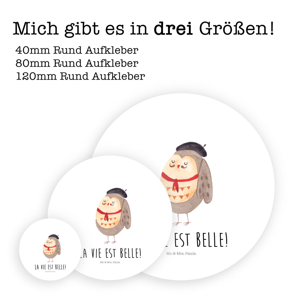 40mm Rund Aufkleber Eule Französisch