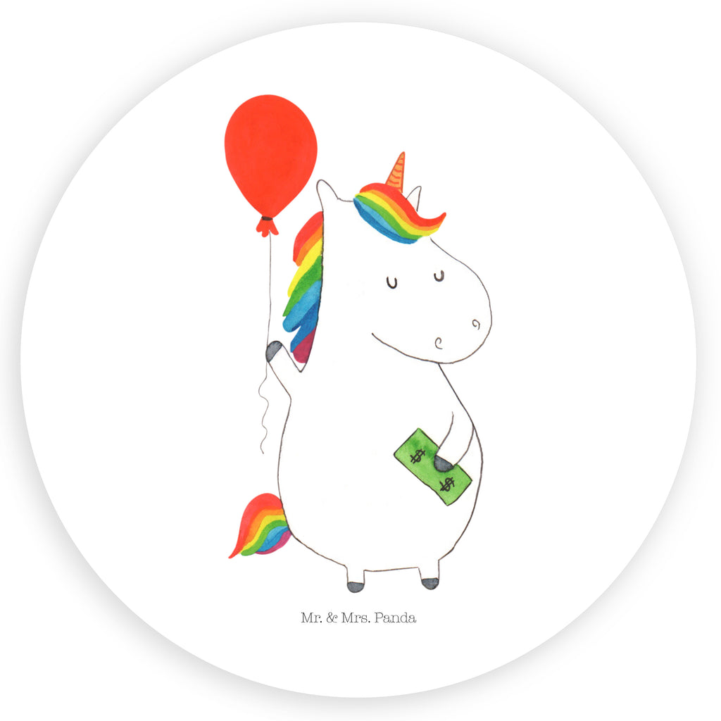 80mm Rund Aufkleber Einhorn Luftballon Sticker, Aufkleber, Etikett, Einhorn, Einhörner, Einhorn Deko, Pegasus, Unicorn, Luftballon, Geld, Lebenslust, Freude, Geschenk, Freundin