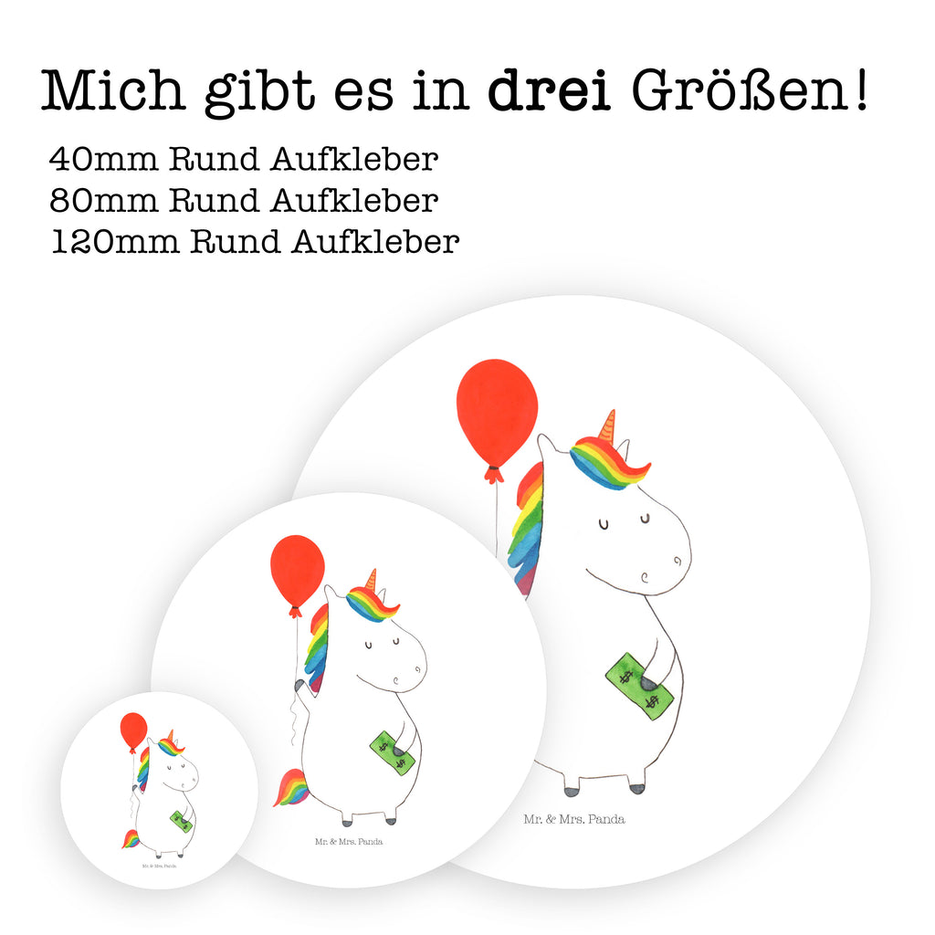 80mm Rund Aufkleber Einhorn Luftballon Sticker, Aufkleber, Etikett, Einhorn, Einhörner, Einhorn Deko, Pegasus, Unicorn, Luftballon, Geld, Lebenslust, Freude, Geschenk, Freundin