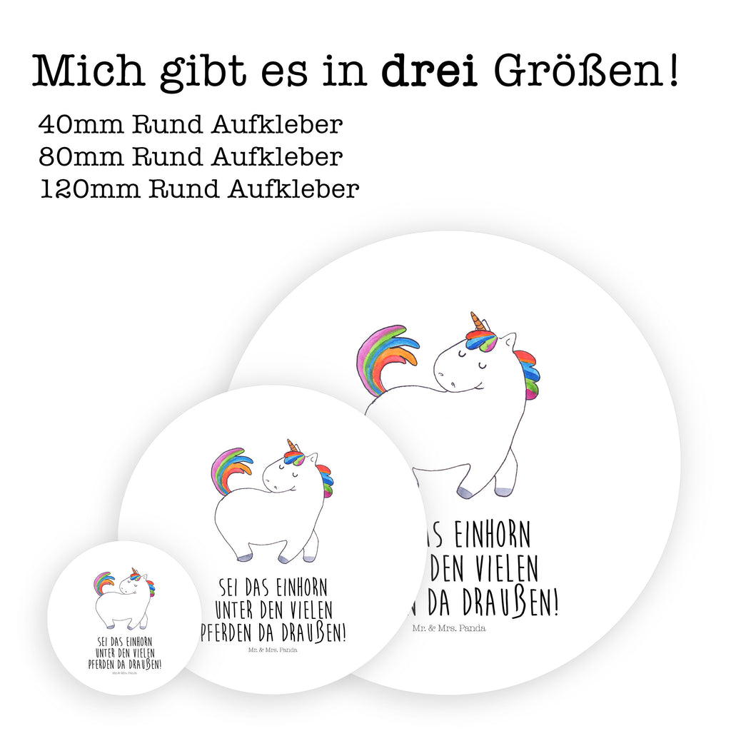 40mm Rund Aufkleber Einhorn stolzierend Sticker, Aufkleber, Etikett, Einhorn, Einhörner, Einhorn Deko, Pegasus, Unicorn, stolz, anders, bunt, Pferd, Reiter, Reiten, Freundin, Geschenk