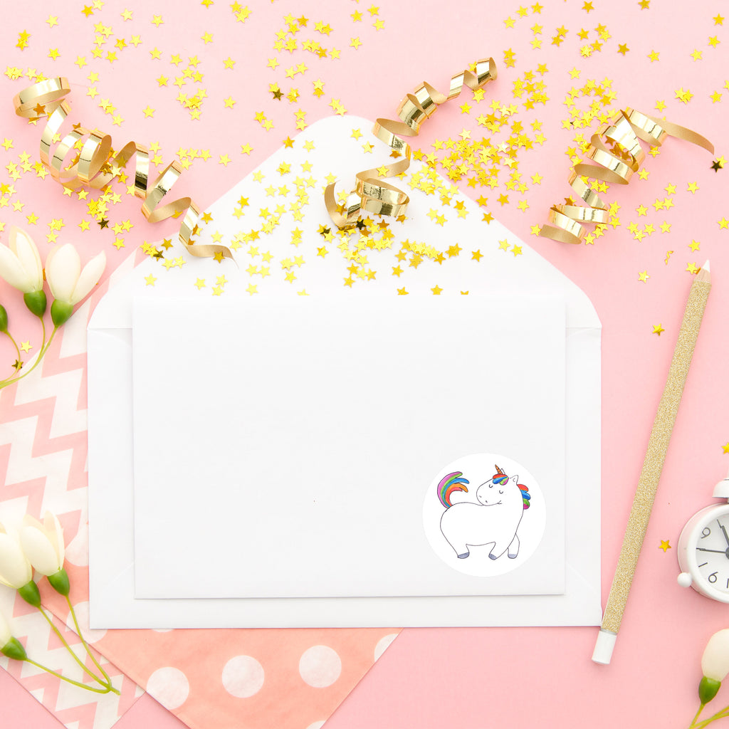 40mm Rund Aufkleber Einhorn stolzierend Sticker, Aufkleber, Etikett, Einhorn, Einhörner, Einhorn Deko, Pegasus, Unicorn, stolz, anders, bunt, Pferd, Reiter, Reiten, Freundin, Geschenk