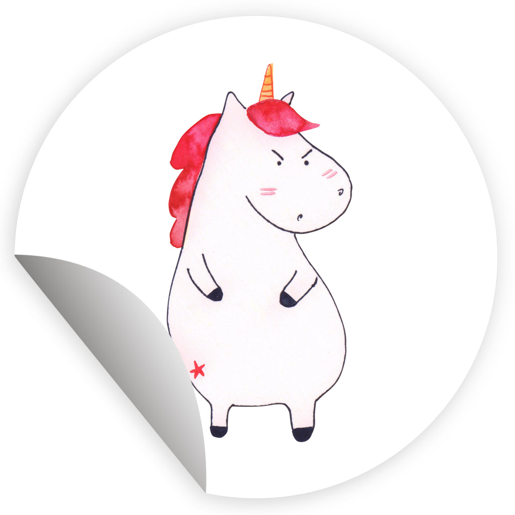 40mm Rund Aufkleber Einhorn wütend Sticker, Aufkleber, Etikett, Einhorn, Einhörner, Einhorn Deko, Pegasus, Unicorn, Realität, Ansage, lustlos, nein, Büro, Arbeit, wütend, dumme Fragen, lustig, Spaß, Geschenk