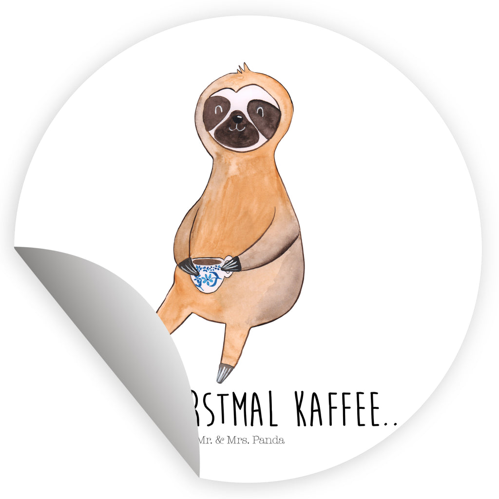40mm Rund Aufkleber Faultier Kaffee