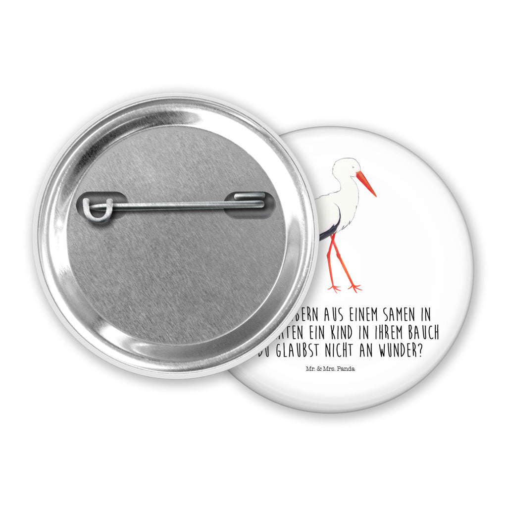 50mm Button Storch 50mm Button, Button, Pin, Anstecknadel, Tiermotive, Gute Laune, lustige Sprüche, Tiere, Storch, Störche, Schwangerschaft, Geburt, Mutter, Mütter, Mutter werden, Schwanger, Babybauch, Baby