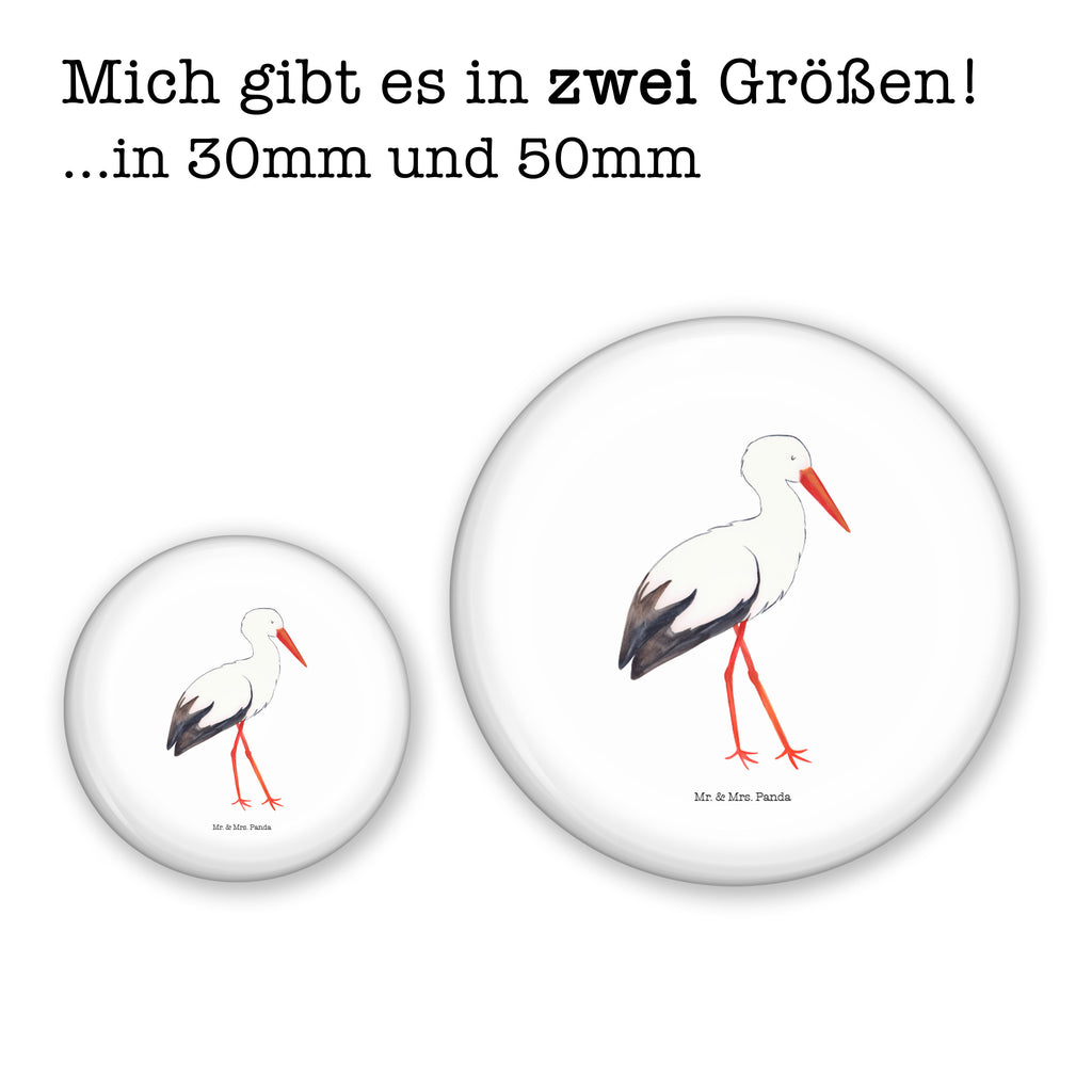 50mm Button Storch 50mm Button, Button, Pin, Anstecknadel, Tiermotive, Gute Laune, lustige Sprüche, Tiere, Storch, Störche, Schwangerschaft, Geburt, Mutter, Mütter, Mutter werden, Schwanger, Babybauch, Baby