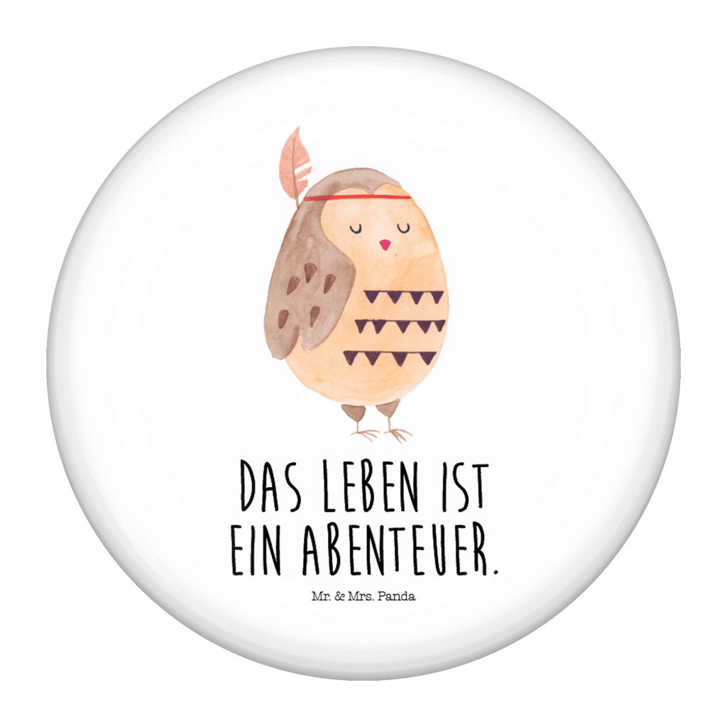 50mm Button Eule Federschmuck 50mm Button, Button, Pin, Anstecknadel, Eule, Eule Deko, Owl, Das Leben ist ein Abenteuer, Reisespruch, Federschmuck, Dekoration