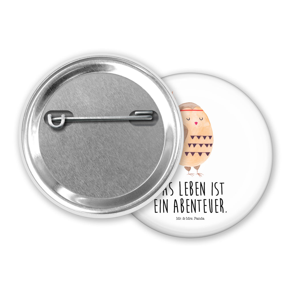 50mm Button Eule Federschmuck 50mm Button, Button, Pin, Anstecknadel, Eule, Eule Deko, Owl, Das Leben ist ein Abenteuer, Reisespruch, Federschmuck, Dekoration