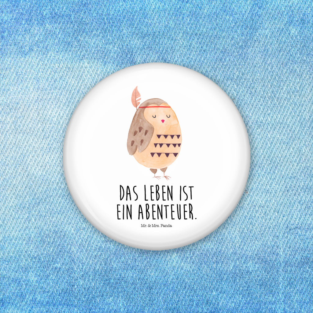 50mm Button Eule Federschmuck 50mm Button, Button, Pin, Anstecknadel, Eule, Eule Deko, Owl, Das Leben ist ein Abenteuer, Reisespruch, Federschmuck, Dekoration