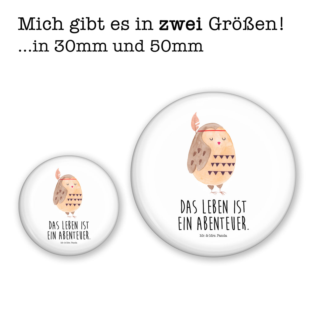 50mm Button Eule Federschmuck 50mm Button, Button, Pin, Anstecknadel, Eule, Eule Deko, Owl, Das Leben ist ein Abenteuer, Reisespruch, Federschmuck, Dekoration