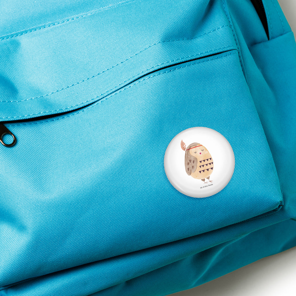 50mm Button Eule Federschmuck 50mm Button, Button, Pin, Anstecknadel, Eule, Eule Deko, Owl, Das Leben ist ein Abenteuer, Reisespruch, Federschmuck, Dekoration