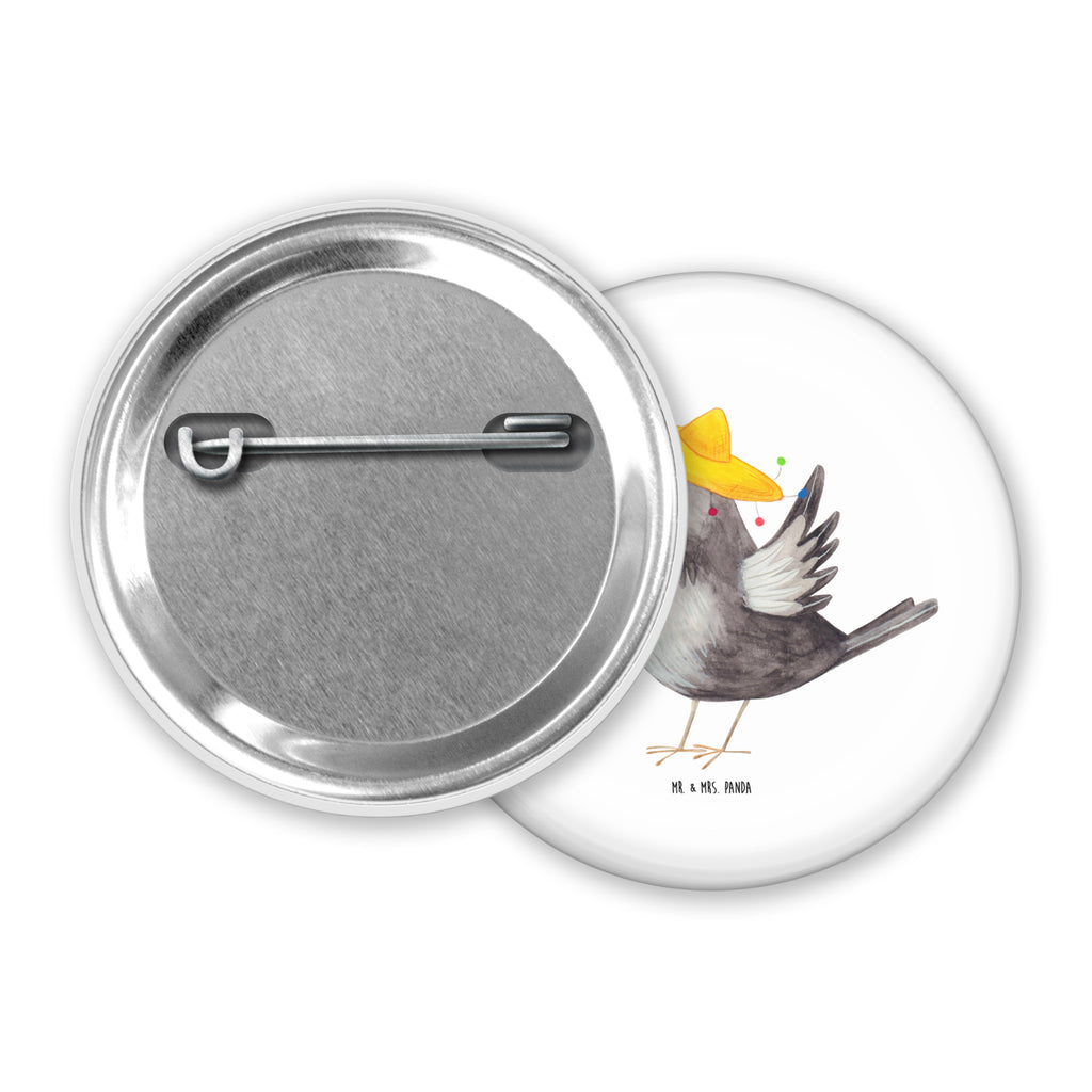 50mm Button Rabe mit Sombrero 50mm Button, Button, Pin, Anstecknadel, Tiermotive, Gute Laune, lustige Sprüche, Tiere, Rabe, Vogel, Vögel, Spruch positiv, fröhlich sein, glücklich sein, Glück Spruch, froh, Elster, Motivation