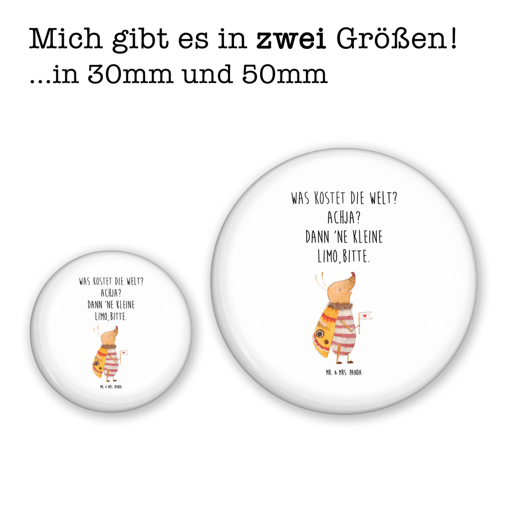 50mm Button Nachtfalter mit Fähnchen 50mm Button, Button, Pin, Anstecknadel, Tiermotive, Gute Laune, lustige Sprüche, Tiere, Nachtfalter, Käfer, Spruch lustig, Spruch witzig, süß, niedlich, Küche Deko, Was kostet die Welt