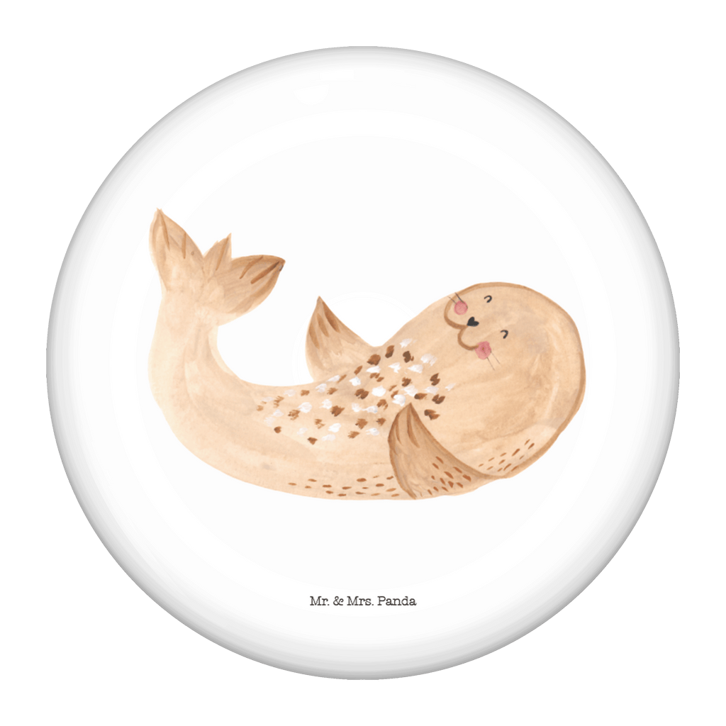 50mm Button Robbe liegend 50mm Button, Button, Pin, Anstecknadel, Tiermotive, Gute Laune, lustige Sprüche, Tiere, Robbe, Robben, Seehund, Strand, Meerestier, Ostsee, Nordsee, Lachen, Freude