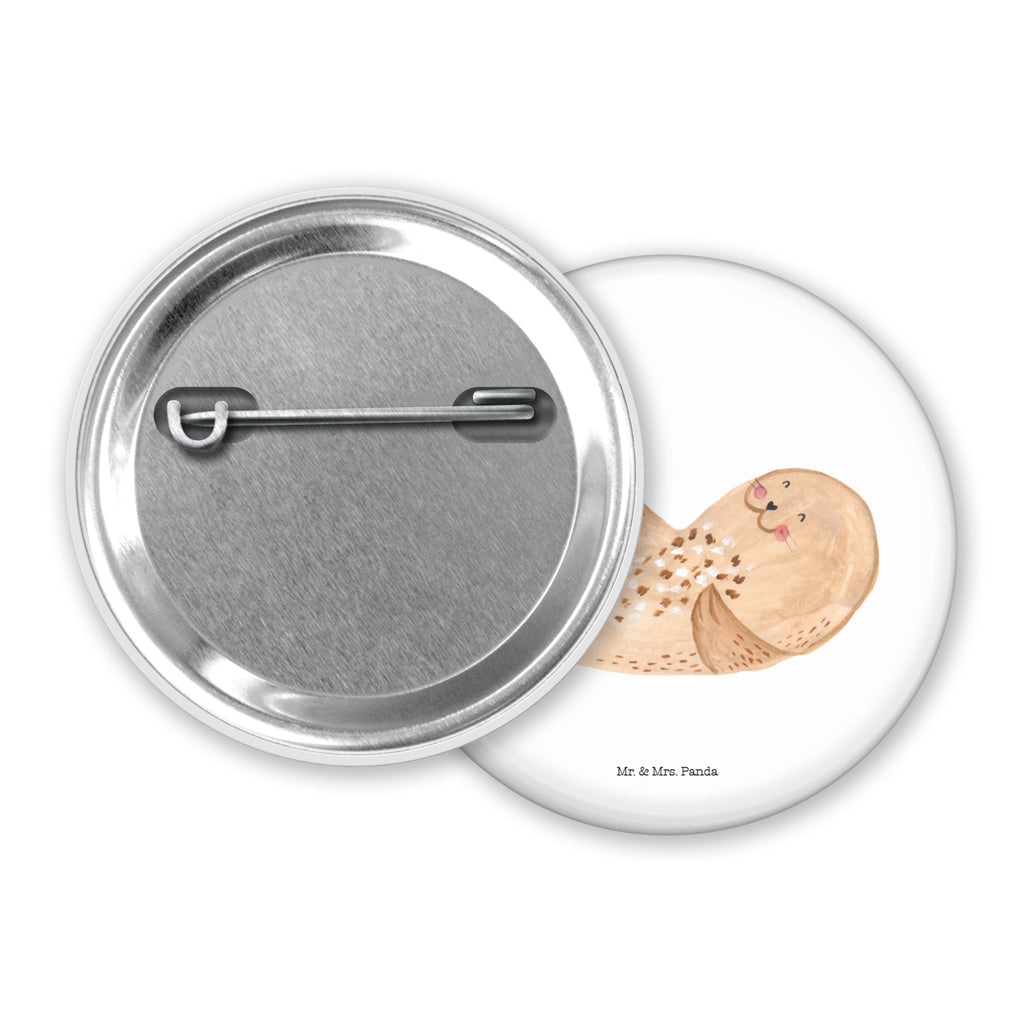 50mm Button Robbe liegend 50mm Button, Button, Pin, Anstecknadel, Tiermotive, Gute Laune, lustige Sprüche, Tiere, Robbe, Robben, Seehund, Strand, Meerestier, Ostsee, Nordsee, Lachen, Freude