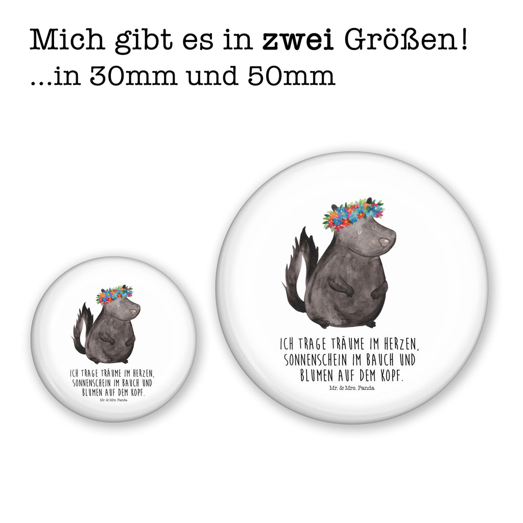 50mm Button Stinktier Blumenmaedchen 50mm Button, Button, Pin, Anstecknadel, Stinktier, Skunk, Wildtier, Raubtier, Stinker, Stinki, Yoga, Namaste, Lebe, Liebe, Lache