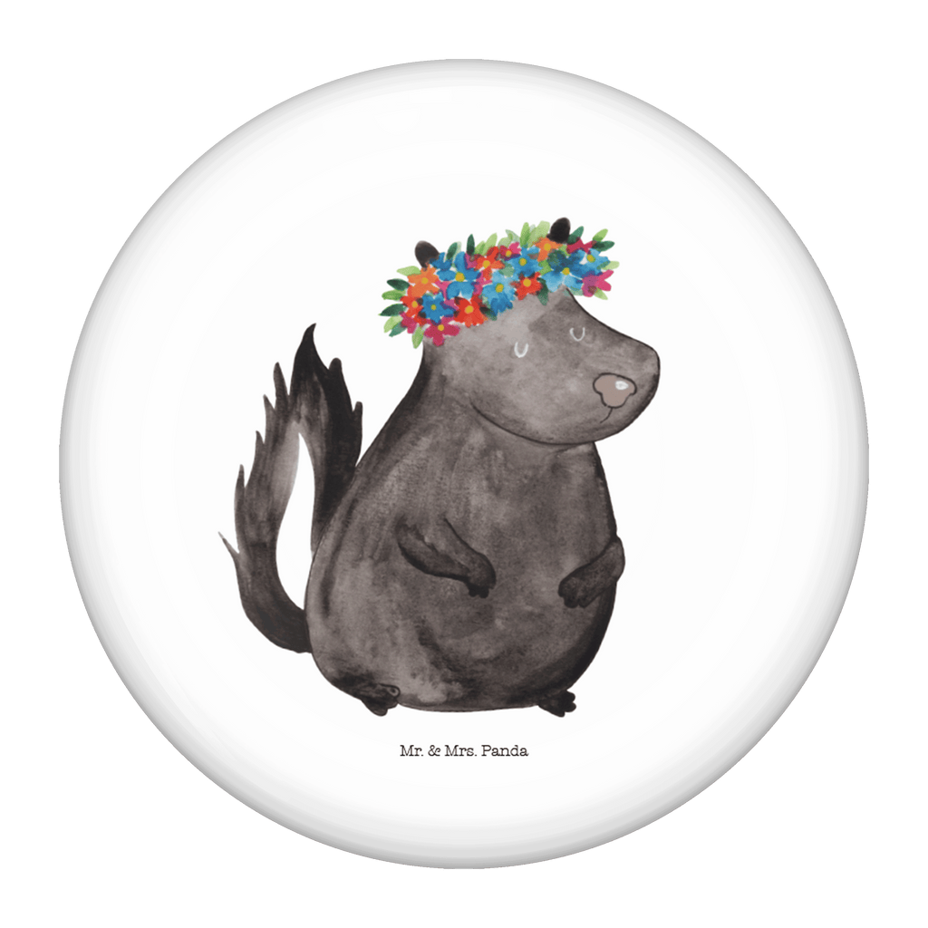50mm Button Stinktier Blumenmaedchen 50mm Button, Button, Pin, Anstecknadel, Stinktier, Skunk, Wildtier, Raubtier, Stinker, Stinki, Yoga, Namaste, Lebe, Liebe, Lache