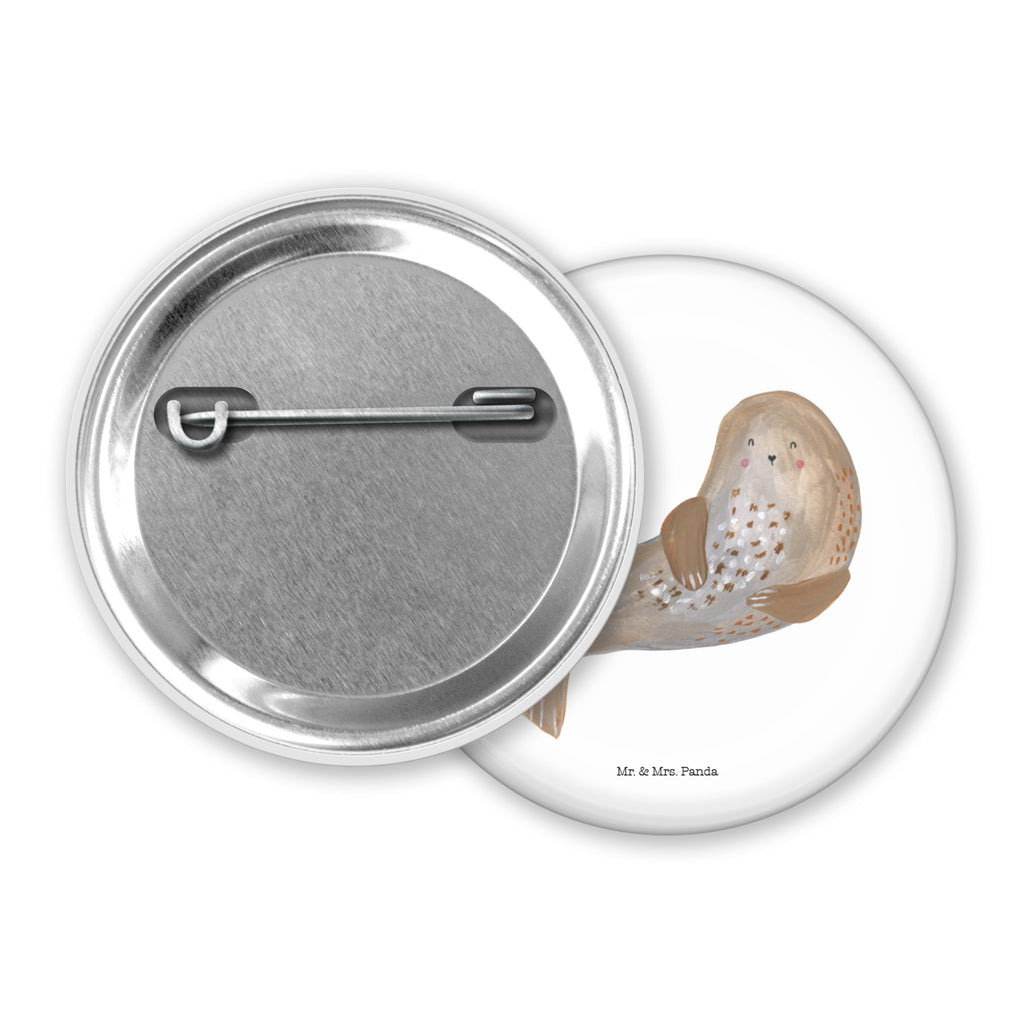 50mm Button Robbe lachend 50mm Button, Button, Pin, Anstecknadel, Tiermotive, Gute Laune, lustige Sprüche, Tiere, Robbe, Robben, Seehund, Strand, Meerestier, Ostsee, Nordsee