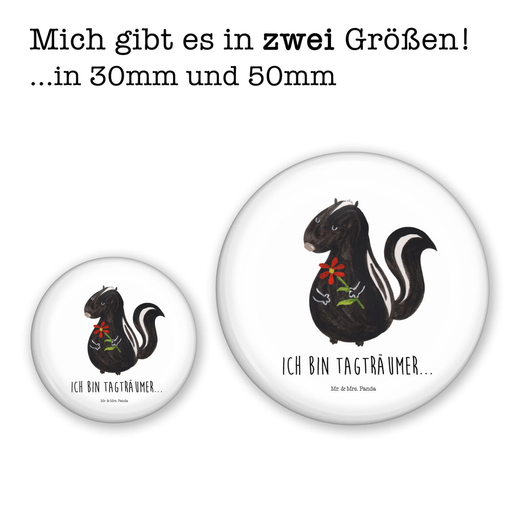 50mm Button Stinktier Blume 50mm Button, Button, Pin, Anstecknadel, Stinktier, Skunk, Wildtier, Raubtier, Stinker, Stinki, Tagträumer, verträumt, Dreams, Träume