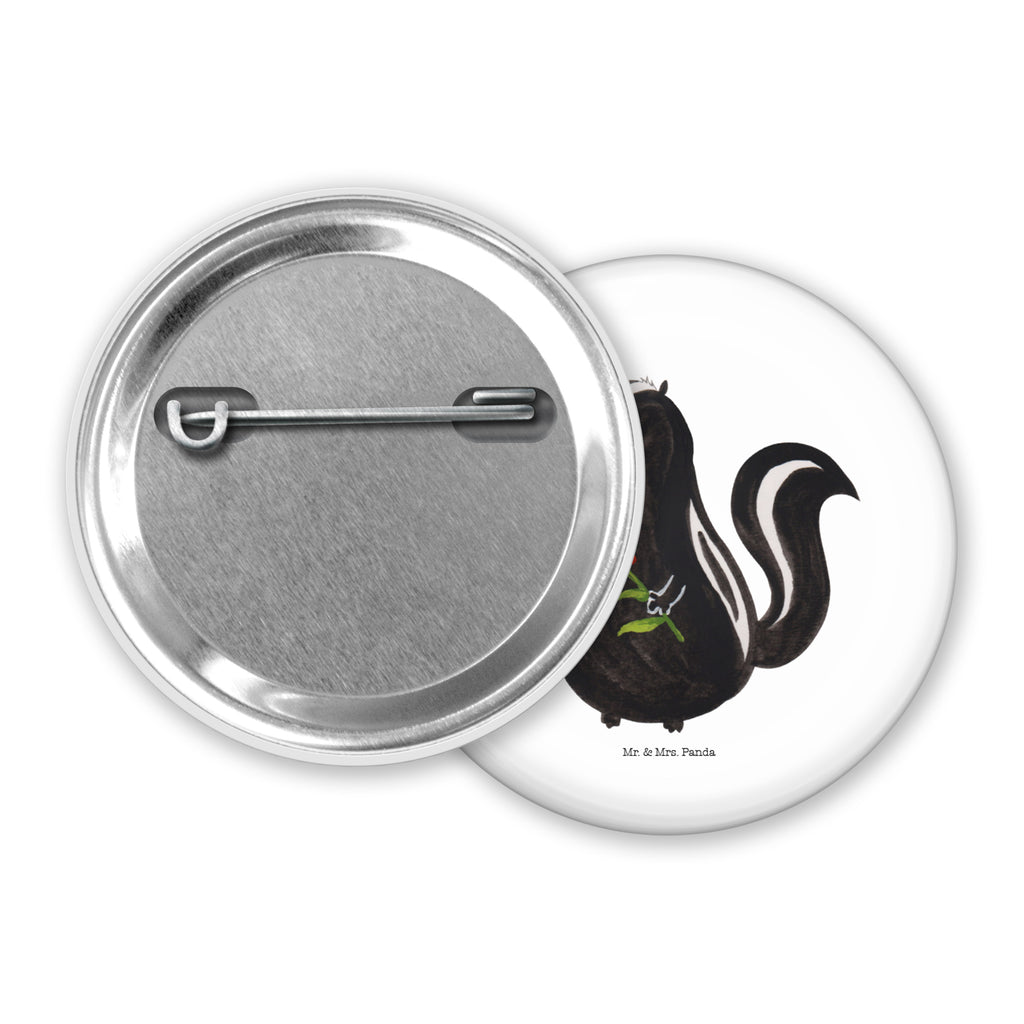 50mm Button Stinktier Blume 50mm Button, Button, Pin, Anstecknadel, Stinktier, Skunk, Wildtier, Raubtier, Stinker, Stinki, Tagträumer, verträumt, Dreams, Träume