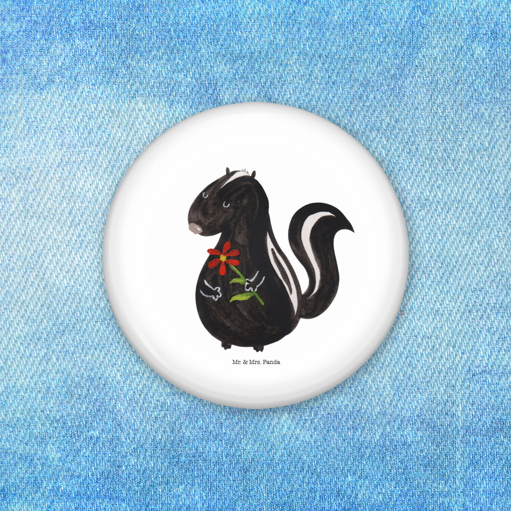 50mm Button Stinktier Blume 50mm Button, Button, Pin, Anstecknadel, Stinktier, Skunk, Wildtier, Raubtier, Stinker, Stinki, Tagträumer, verträumt, Dreams, Träume
