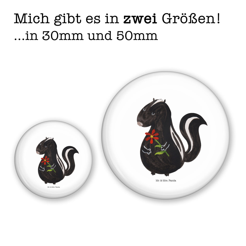 50mm Button Stinktier Blume 50mm Button, Button, Pin, Anstecknadel, Stinktier, Skunk, Wildtier, Raubtier, Stinker, Stinki, Tagträumer, verträumt, Dreams, Träume